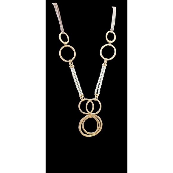 New! Long Gold‎ Circle Necklace - Picture 1 of 7